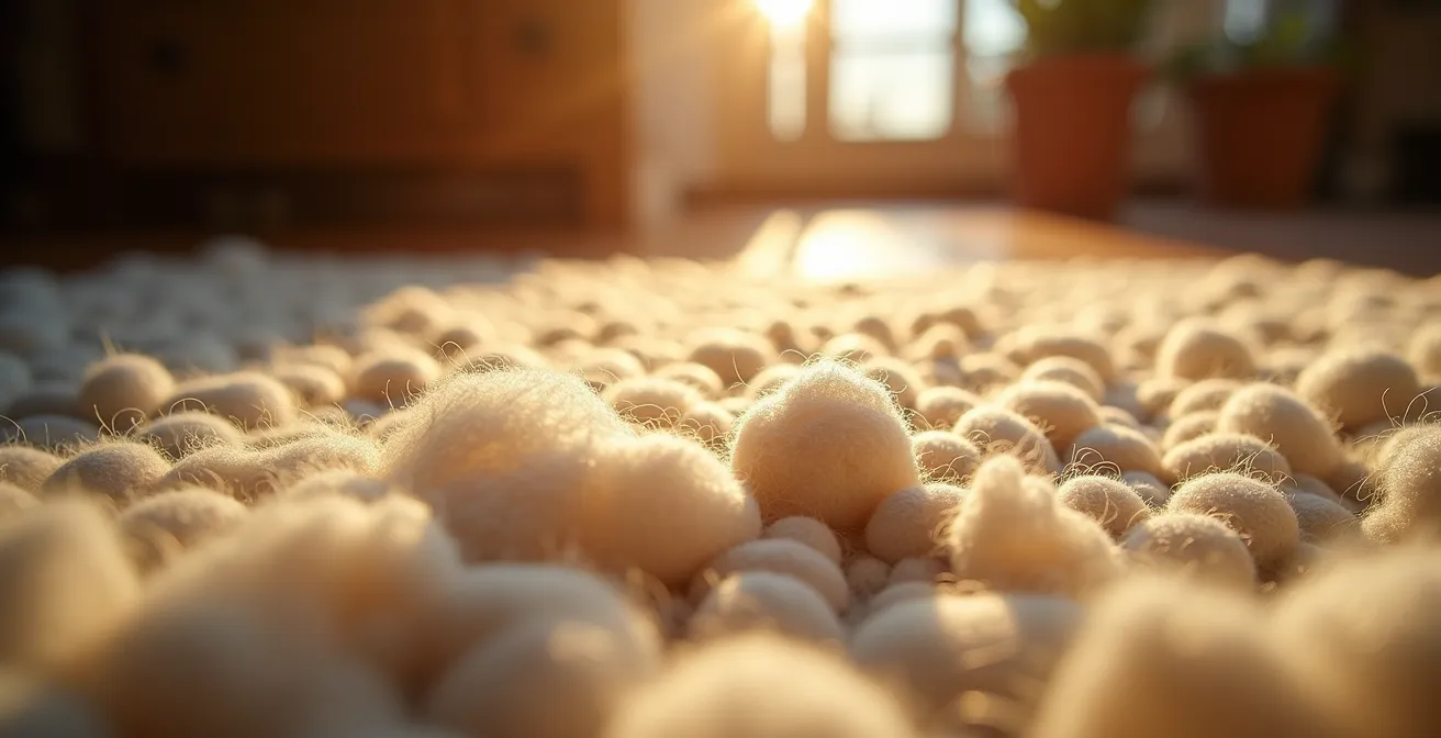 Alfombra de lana gruesa en salón para ambiente relajante