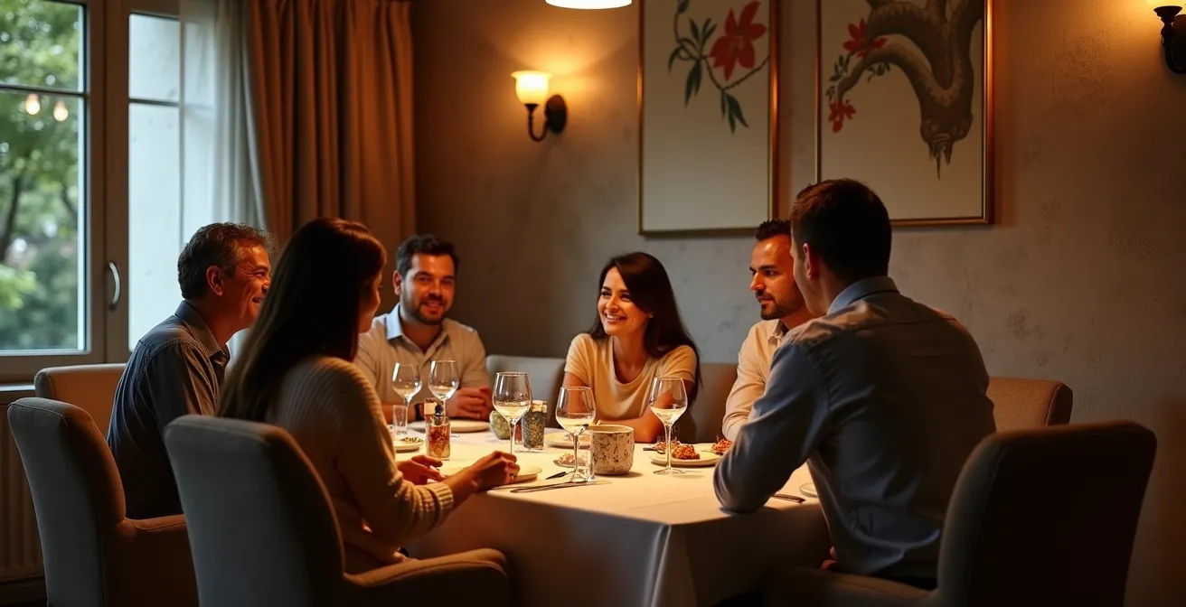 Comedor español con soluciones textiles acústicas integradas en la decoración