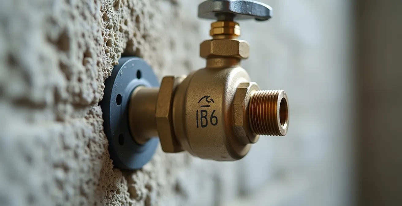 Vista macro del cuerpo universal iBox instalado en pared de obra