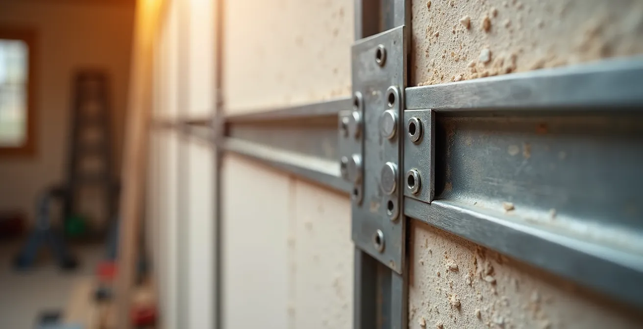 Detalle técnico de instalación de bastidor para inodoro suspendido en pared de pladur