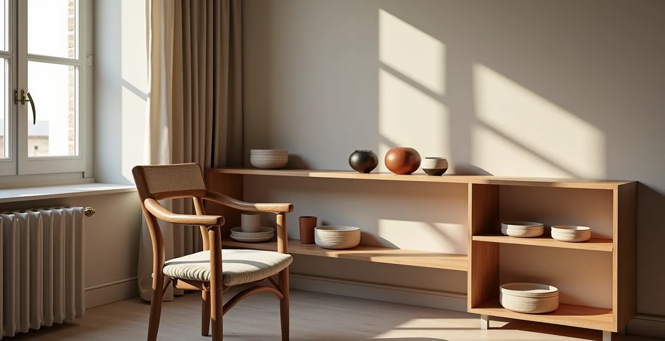 Salón español mostrando la integración armoniosa de una pieza heredada con decoración contemporánea