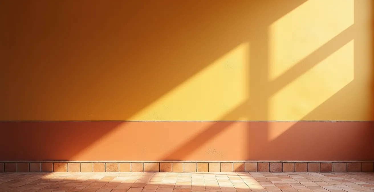 Muestras de pintura tierra bajo diferentes condiciones de luz