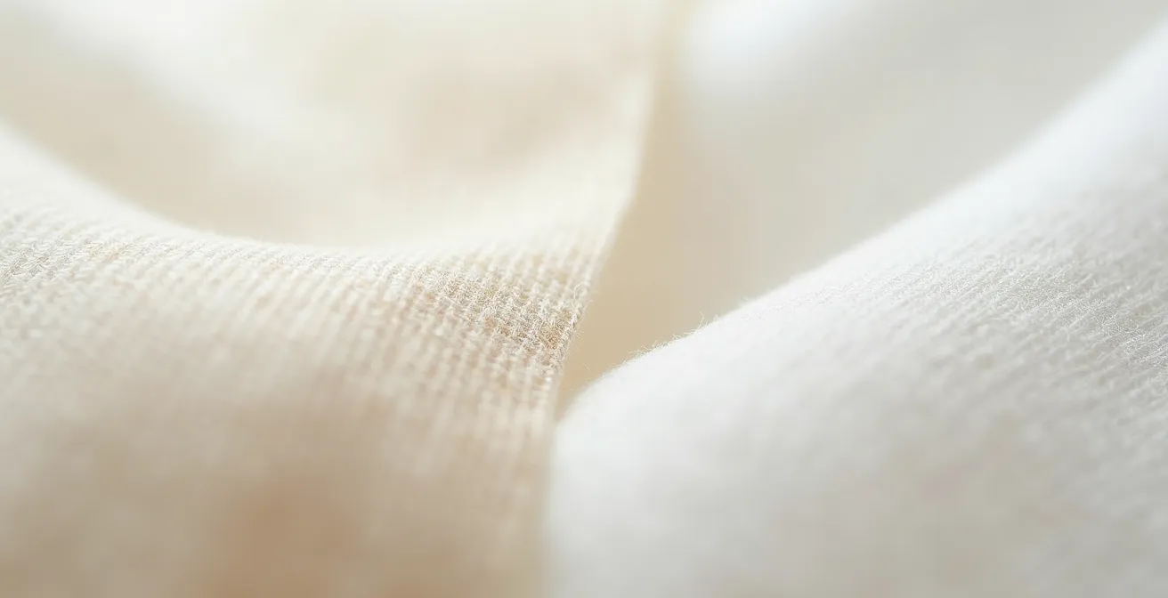 Comparación macro de texturas de sábanas de lino y percal de algodón